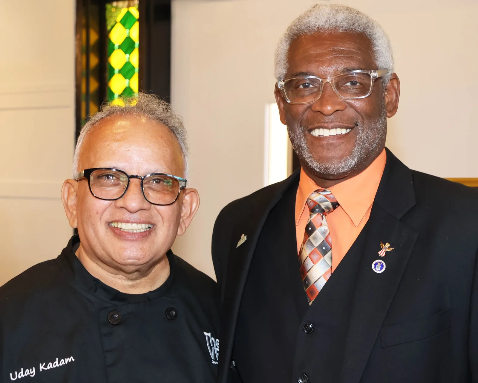 Owner Uday Kadam with a guest at Sunday brunch at The Venue Clermont